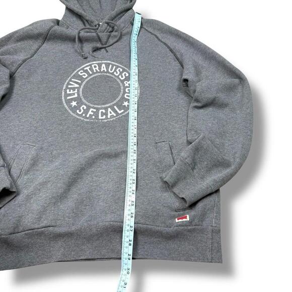 Levi’s Gray Hoodie Levi Strauss & Co Graphic Logo Pullover Size L Casual Retro - Picture 5 of 6